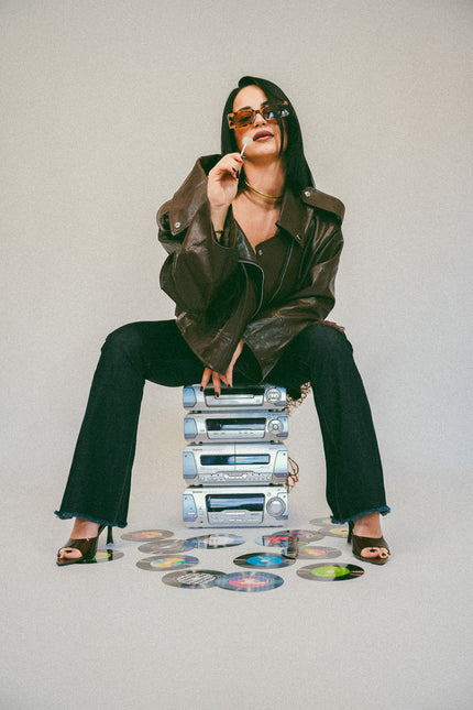 Biker ecopelle over brown