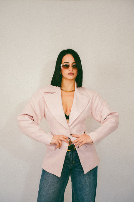 Blazer strutturato spallina pink