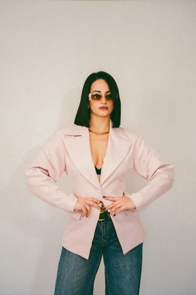Blazer strutturato spallina pink