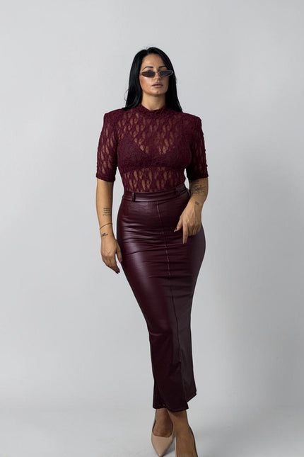 Longuette ecopelle bordeaux