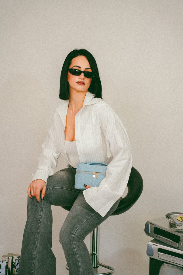 Bauletto intreccio azzurro