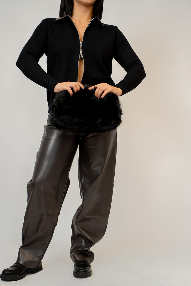 Pantalone ballon ecopelle testa di moro