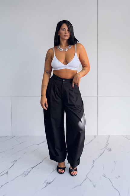 Pantalone ballon piegone pinces nero