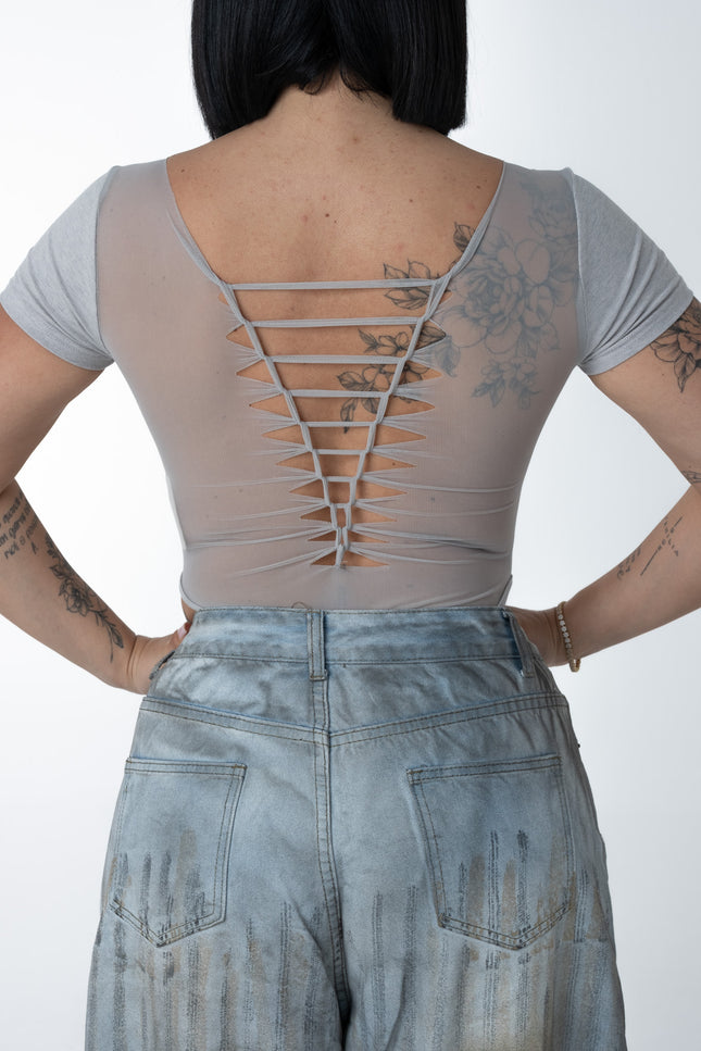 Body grey con intreccio sul retro