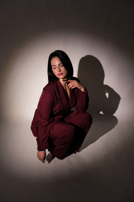 Tailleur kimono bordeaux