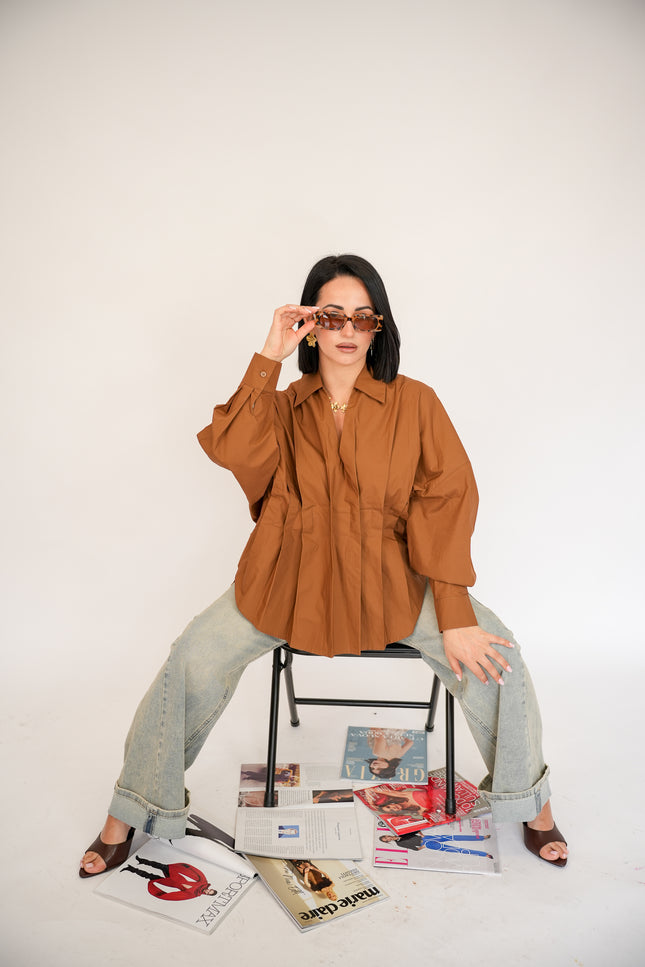 Camicia oversize marrone