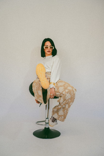 Jeans ballon stampa Flower