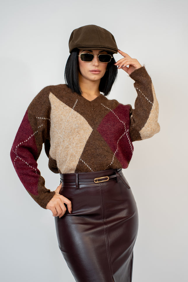 Pull rombi scollo a V