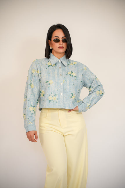 Camicia giacca denim con decorazioni
