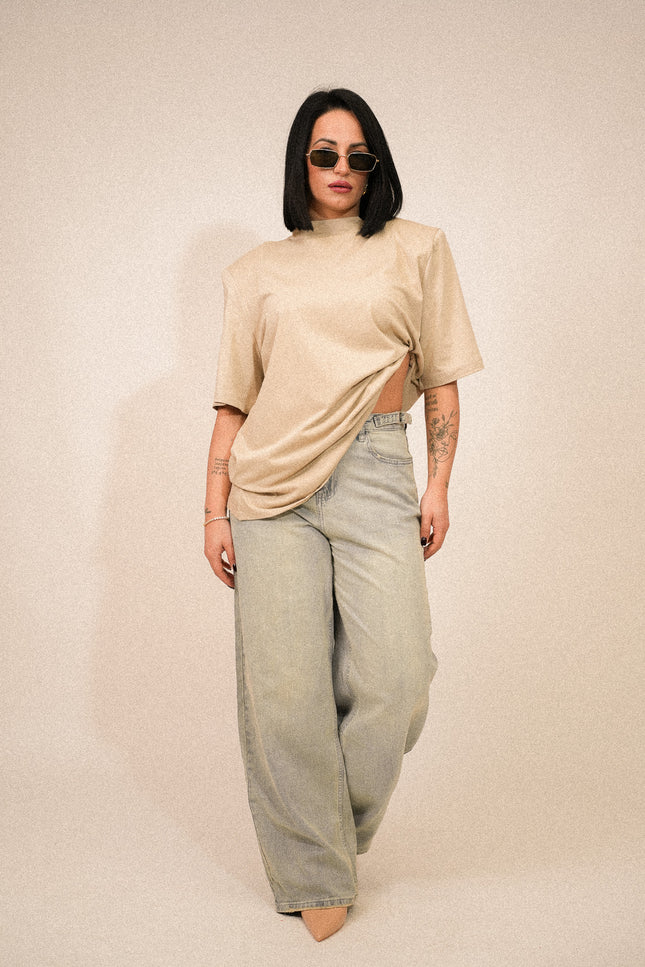 T SHIRT oversize spallina Justwest beije