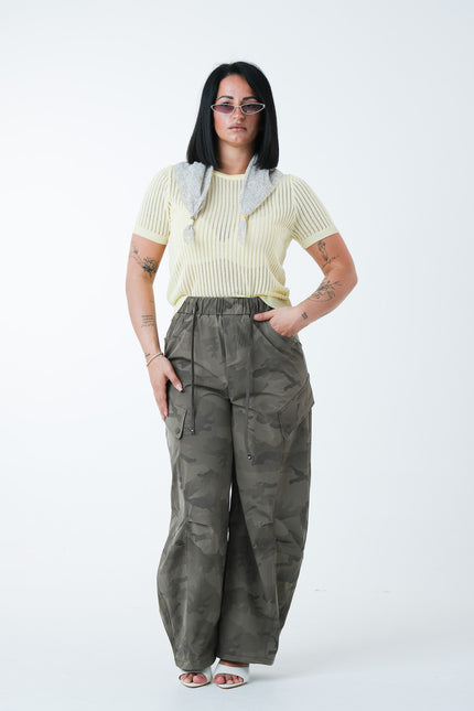 Maglia filo gialla con foulard