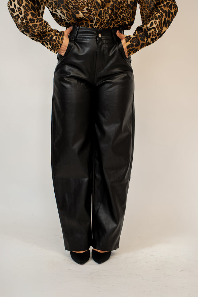 Pantalone ballon ecopelle nero
