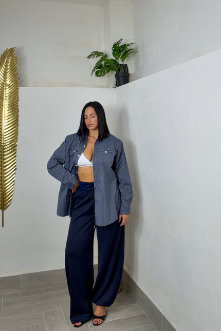 Camicione righe blu navy