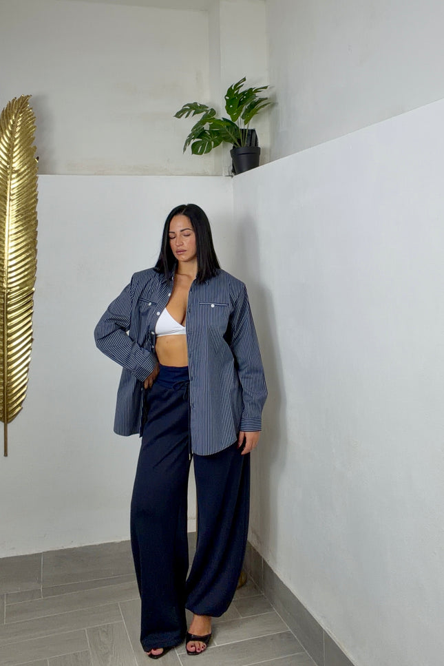 Camicione righe blu navy