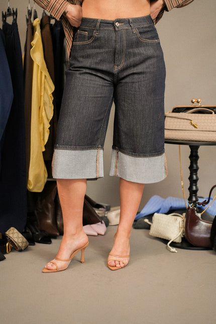 Bermuda denim piegone lavaggio zero