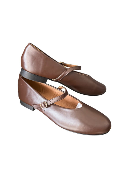 Ballerina ecopelle cinturino cacao